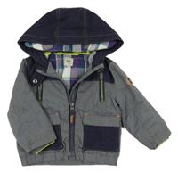 Tmavomodrá melírovaná šusťáková jarní bunda s kapucí Baker