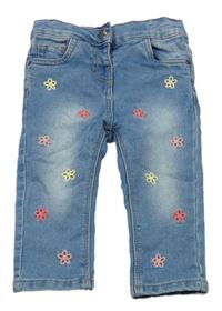 Světlemodré květované teplákové skinny rifle Topomini