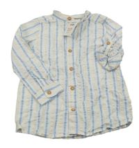 Nové - Bílo-světlemodro-béžová pruhovaná propínací košile Pep&Co