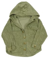 Zelená manšestrová košilová bunda s kapucí George