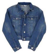Modrá tepláková riflová crop bunda H&M