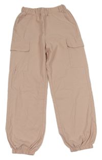 Světlerůžové cargo cuff kalhoty Shein