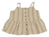 Béžovo-smetanový pruhovaný propínací top H&M