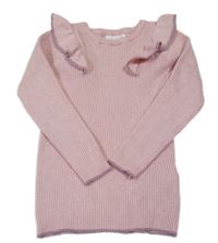 Růžový žebrovaný svetr s volánky Primark