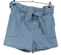 Dámské světlemodré riflové kraťasy s páskem Denim 
