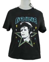 Nové - Dámské černé crop tričko s Davidem Bowiem Primark 