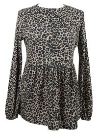 Dámská černo-béžová vzorovaná peplum tunika New Look 