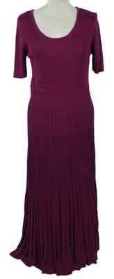 Dámské purpurové žebrované svetrové dlouhé šaty M&S