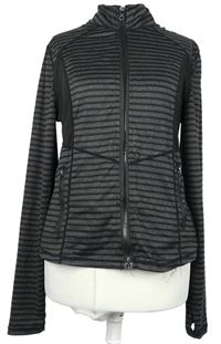 Dámská šedo-černá pruhovaná sportovní propínací mikina 