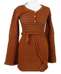 Nové - Dámské skořicové svetrové šaty s páskem River Island 