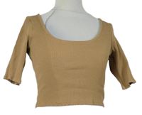 Dámské béžové žebrované crop tričko H&M