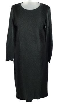 Dámské černo-šedé vzorované svetrové šaty 