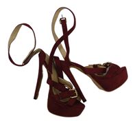 Dámské vínové semišové sandály na jedhlovém podpatku vel. 37