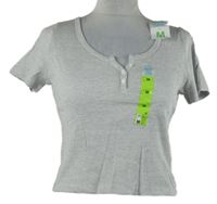 Nové - Dámské hnědo-bílé žebrované crop tričko Primark 