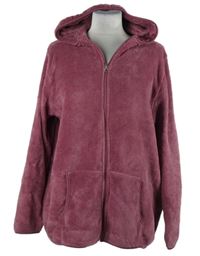 Dámská vínová plyšová bunda s kapucí Janina 