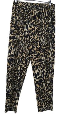 Dámské tmavomodro-béžové vzorované stukturované volné kalhoty Wallis 