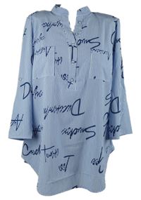 Dámská tmavomodro-bílá pruhovaná halenková tunika s nápisy Darex 