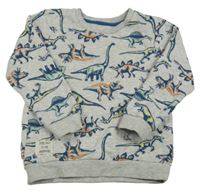 Světlešedá mikina s dinosaury nutmeg