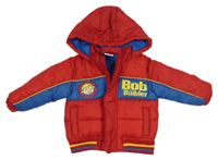 Červeno-modrá šusťáková zimní bunda s Bořkem a kapucí Bhs
