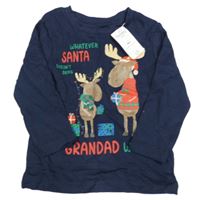 Nové - Tmavomodré triko se soby Nutmeg