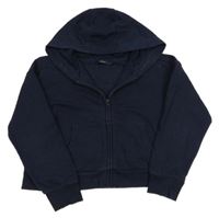 Tmavomodrá crop propínací mikina s kapucí George