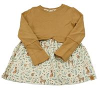 Béžovo-smetanové šaty s obrázky 