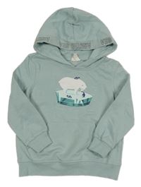 Světlemodrá mikina s obrázkem a kapucí Pocopiano