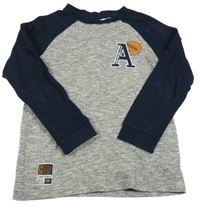 Černo-bílo-tmavomodré melírované mikinotriko s nášivku Topolino