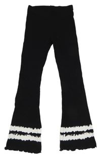 Černé žebrované flare legíny s proužkem Page one young