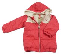 Malinovo-bílá šusťáková zimní bunda s kapucí Puma