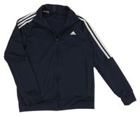 Tmavomodrá sportovní propínací mikina s logem Adidas