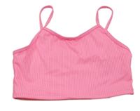 Neonově růžový žebrovaný crop top Primark