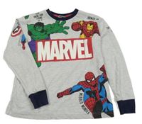 Šedé melírované pyžamové triko s Marvel hrdiny 