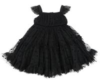 Černé tylové šaty s puntíky 