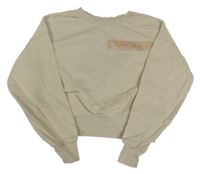 Béžová crop mikina s nápisem H&M