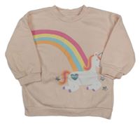 Světlerůžová mikina s jednorožcem a duhou PRIMARK