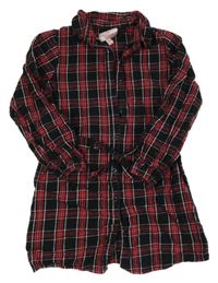 Červeno-černé propínací kostkované flanelové šaty Threadgirls