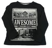Černé triko s potiskem Primark