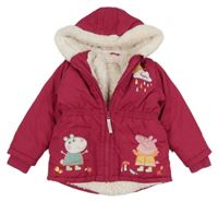 Malinová šusťáková zimní bunda s Pepinou a kapucí Nutmeg