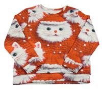 Červená mikina s kočkami 