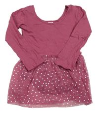 Tmavorůžové bavlněné cvičební body s tylovou sukní Kiki&Koko