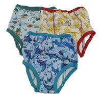 3x absorbční slipy s obrázky - světlemodré + béžové + mintové