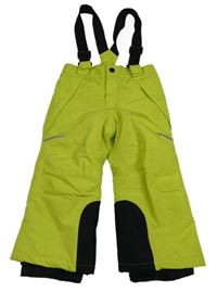 Neonově zelené šusťákové funkční oteplovačky s kšandami Crivit