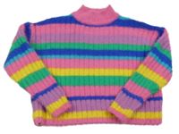 Barevný pruhovaný chlupatý svetr Next