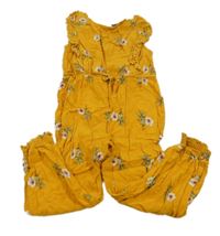 Pomerančový kalhotový overal s kytičkami Primark