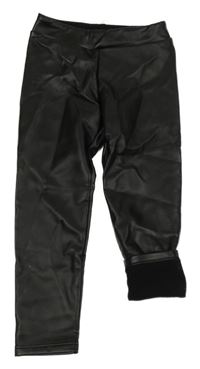 Černé koženkové zateplené legíny CALZEDONIA