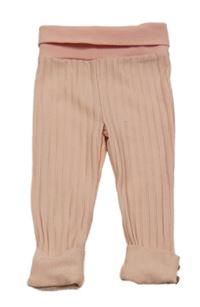 Světlerůžové žebrované legíny s knoflíky