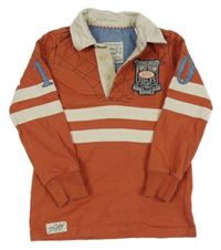 Cihlové polo triko s nášivkou a pruhy Joules