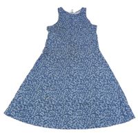 Světle-tmavomodré květované bavlněné šaty H&M