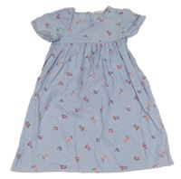Světlemodro-bílé pruhované šaty s kytičkami H&M